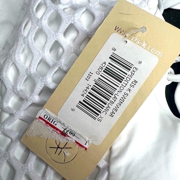 RIS-K Women's White Net-Overlay Lace-Up Sides Expedition One Piece Swimsuit - Picture 11 of 16